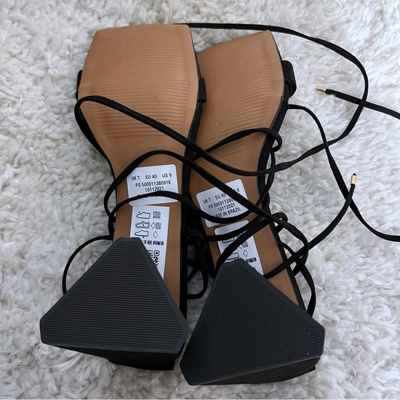 Asos Design Square toe tie leg block heeled Women’s Heels Black SZ US 9 LKNW - Picture 9 of 10
